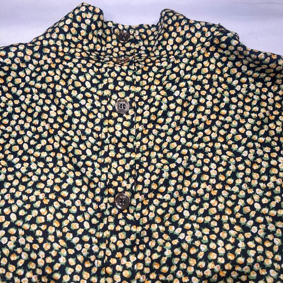 Buru Mod Top Size M Yellow Roses Floral Sleeveless Gold Buttons Mock Neck NWT - Picture 12 of 14